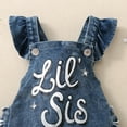 thumbnail image 4 of Elippeo Baby Girl 2Pcs Summer Outfits 3 6 12 18 24 Months Fly Sleeve Letter Print Denim Romper with Headband Set Infant Clothes, 4 of 6