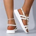 thumbnail image 4 of Slingback Sandals for Women Thick Soft Sole Cushion Slides Trendy Splice Open Toe Summer Beach Shoes White Size 9, 4 of 7
