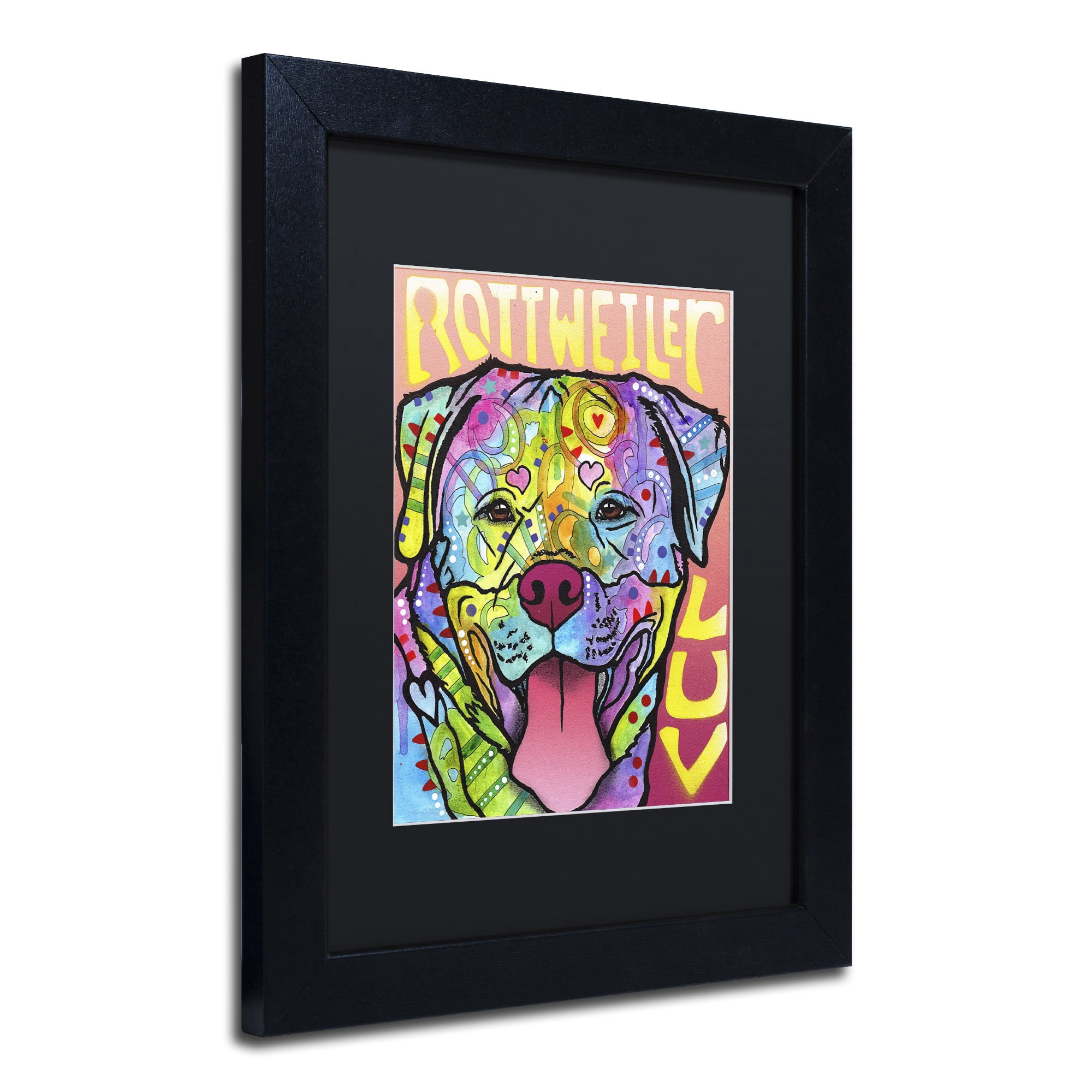Trademark Fine Art 'Rottweiler  Luv' Canvas Art by Dean Russo, Black Matte, Black Frame