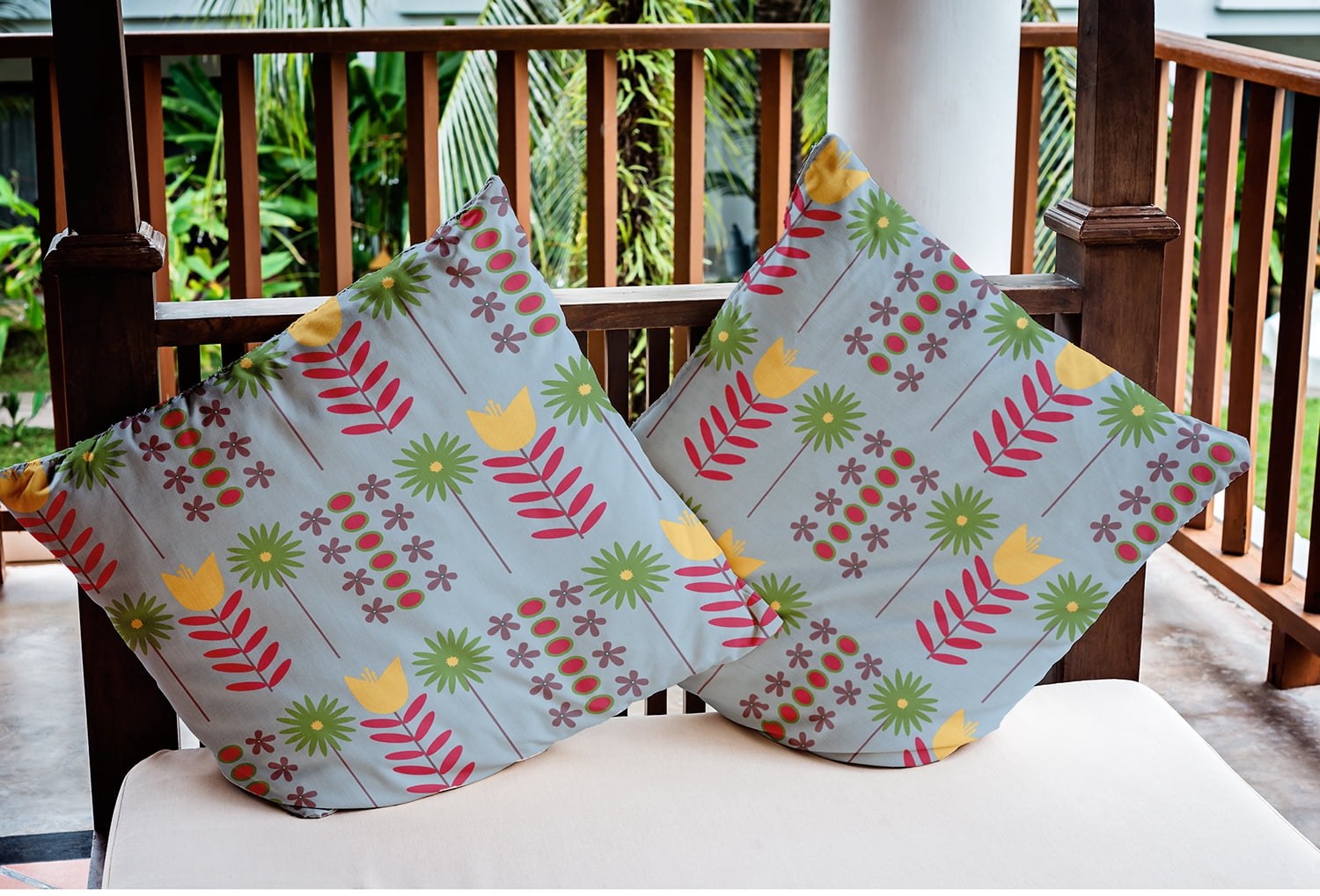18" x 18" Simply Daisy Daisy May's Garden Indoor/Outdoor Pillow, Lighter than Air Blue Qty 1