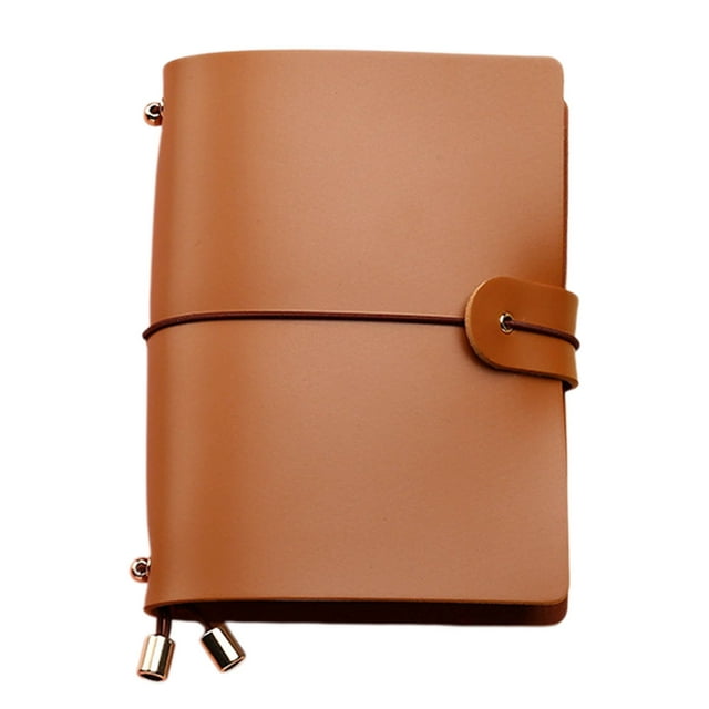 SLYNSHome Mini Journal Notebook,A6 Hardcover Leather Journals for Writing,Travel,Business,Work Portable Notebooks for Note Taking,Diary Notepad - Brown