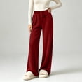 thumbnail image 5 of LIaqionyy Womens Ribbed Pants Wide Leg Lounge Pajama Drawstring Elastic Waist Casual Loose Trousers with Pockets, 5 of 8