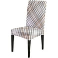 thumbnail image 6 of Plaid Brown Chair Covers Gray and White Dining Chair Cover Set of 6 Removable Decorative Seat Slipcovers for Kitchen Office, 6 of 6