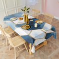 thumbnail image 3 of Blue White Gold Hexagon Marble Pattern Rectangle Tablecloth 60"x120",Waterproof Polyester Rectangle Table Cloth, Wipeable Spillproof Polyester Tablecloth for Dining, Camping, Indoor and Outdoor, 3 of 6