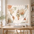 thumbnail image 5 of World Map Across an Earthy Botanical Setting, Calming Boho for Travel Lovers, Geography Wall Art, Housewarming Gift, Tapestry Wall Hanging for Bedroom and Study Room, 5 of 7