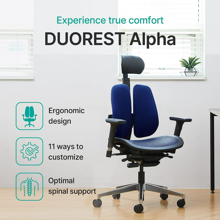 [dual-backrests] Duorest Alpha - Ergonomic Office Chair, Home Office Desk Chairs, Executive Office Chair, Best Office Chair for Lower Back Pain, Mesh