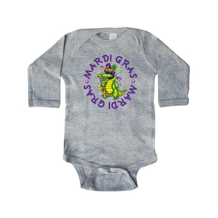 

Inktastic Mardi Gras 2021 Party Alligator Gift Baby Boy or Baby Girl Long Sleeve Bodysuit