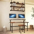 thumbnail image 6 of 28 Inche Industrial Pipe Table Legs Set, Iron-Cast Finish Piping for Wooden Computer Desk, Office, Home, Rustic Furniture for DIY Decor with 6-Inch Monitor Shelf Support, 6 of 8