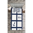 thumbnail image 3 of Ambesonne Ocean Quilted Bedspread Set 2 Pcs, Starfish Anchor Sealife, Twin Size, Navy Blue and White, 3 of 3