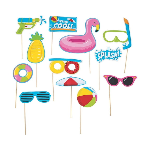 Pool Party Photo Props - Party Favors - 12 Pieces