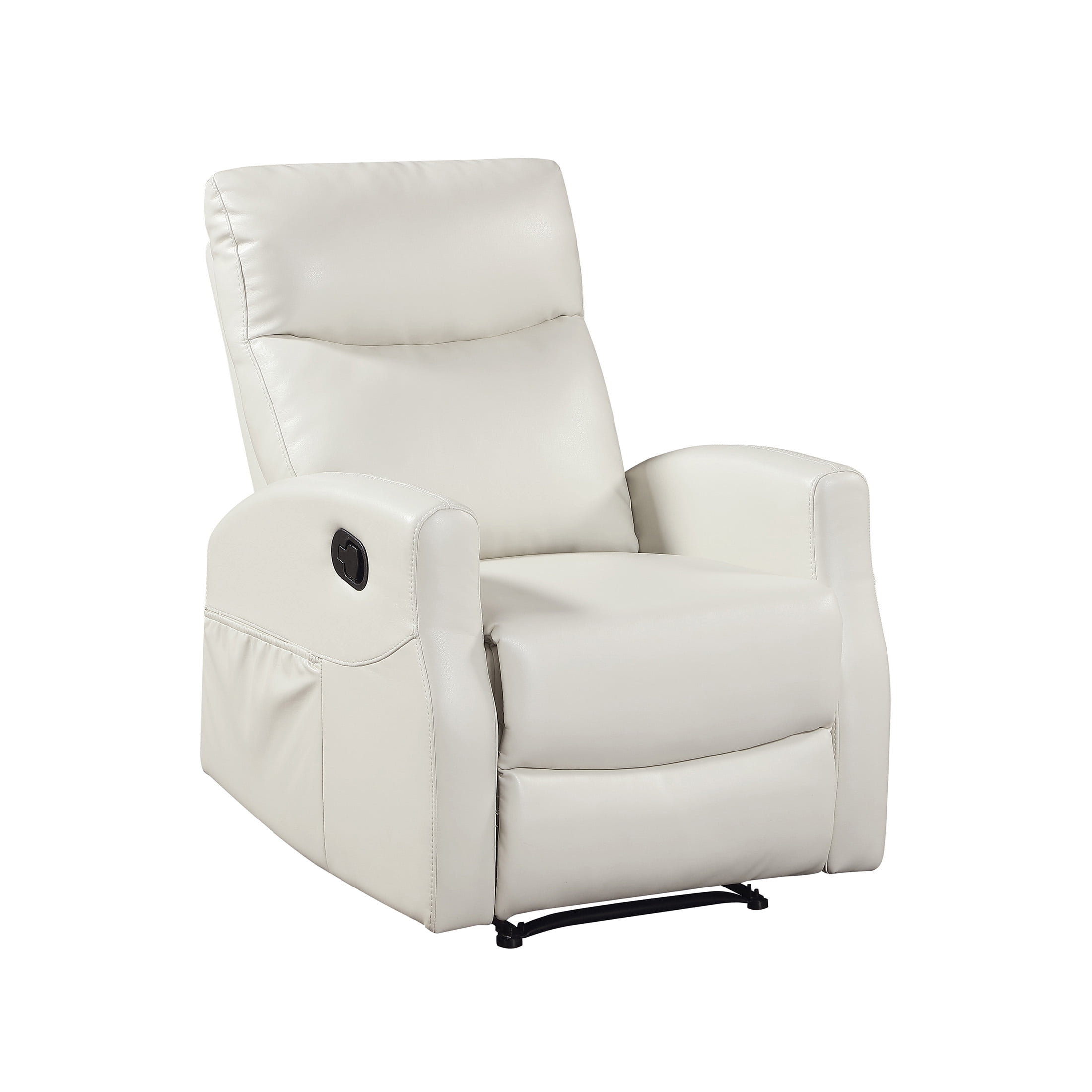 OakvillePark Novelle Faux Leather Manual Reclining Chair with Magazine Pocket, Beige