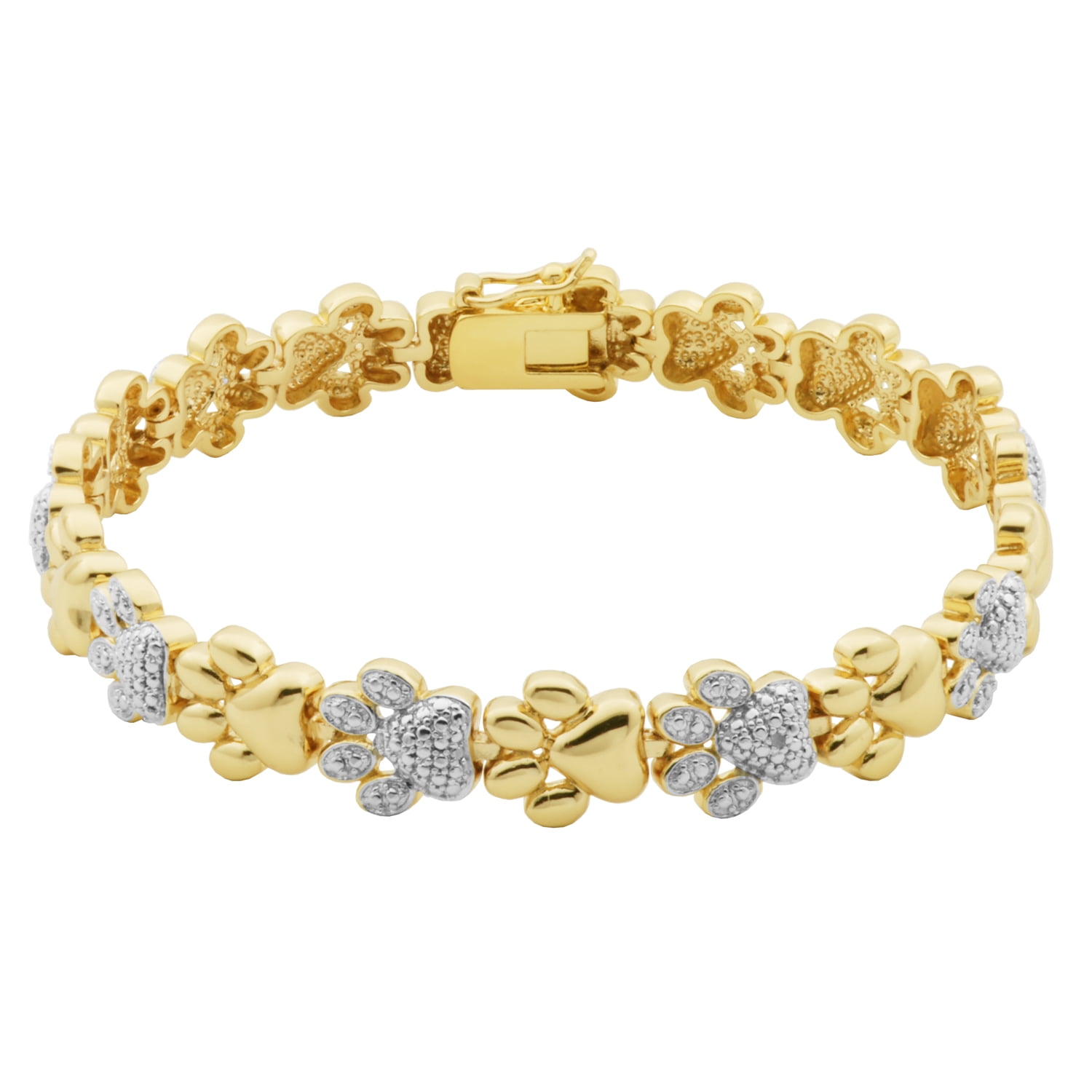 Forever Facets Diamond Accent 3-Piece Bracelet Set in 18k Yellow Gold over Bronze, Adult Female
