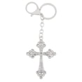 thumbnail image 3 of Elegant Rhinestone Cross Keychain for Women, Sparkling Metal Crystal Key Ring Organizer, Religious Faith Gift Accessory, 3 of 3