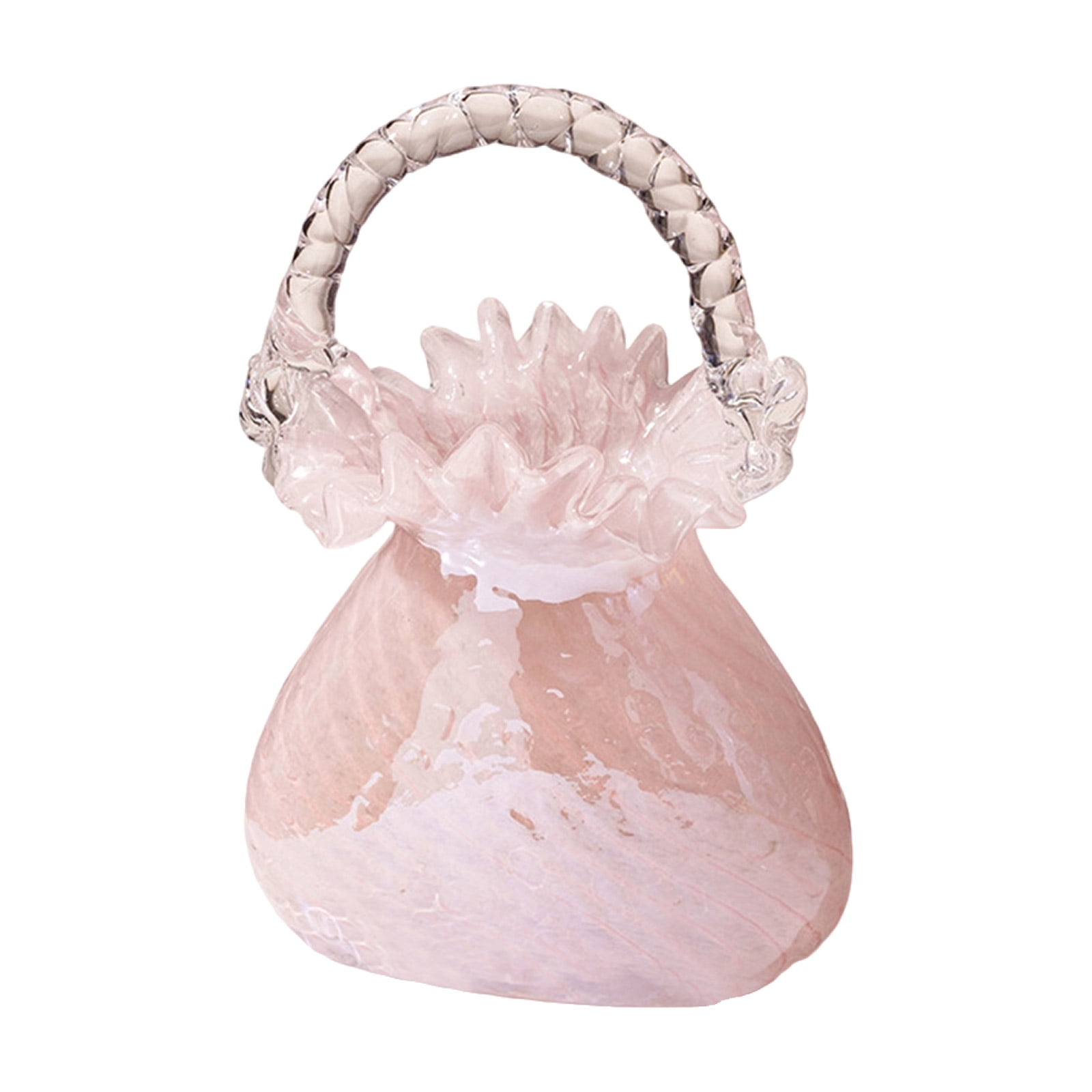 Pink Glass Purse Vase Modern Textured Bag Handbag Flower Fish Vases –  Bloomy Floral