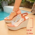 thumbnail image 4 of Long Skirts for Women Plus Size Fashionable Rhinestone Summer Sandals with Sponge Cake Thick Sole Versatile Wedge and Beach, 4 of 9