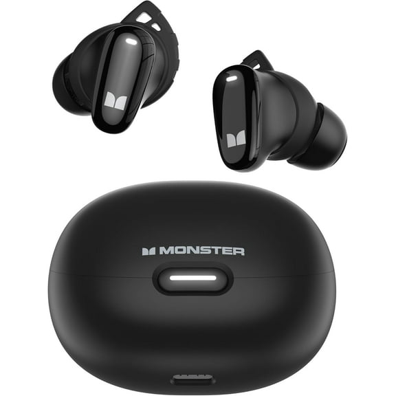 Monster Wireless Earbuds Bluetooth 5.4 Headphones, Comfortable Fit, Touch Control, Waterproof, 25H Playtime, Black