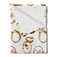 thumbnail image 2 of Coffee Soft Flannel Fleece Throw Blanket, Conceptual Watercolor Art with Beans and Spilled Java Drops Circular Stains, Cozy Plush for Indoor and Outdoor Use, 50" x 60", Pale Brown White, by Ambesonne, 2 of 5