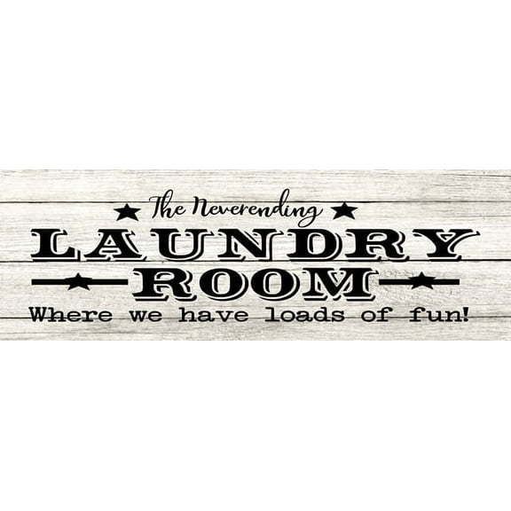 Neverending Laundry Room Chic White Farmhouse Wood Sign Wall Décor Gift 8x24 Wood Sign B3-08240028163