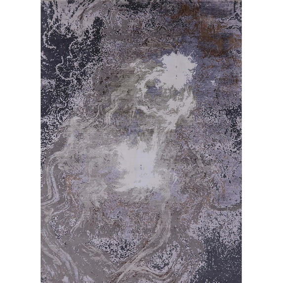 Ahgly Company Machine Washable Indoor Rectangle Industrial Modern Eggplant Purple Area Rugs, 7' x 9'