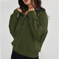 thumbnail image 4 of VNKIDY Women's Sweatshirt Solid Color Half Zip Sweatshirt Long Sleeve Loose Fit Pullover With Collared Design For Casual Daily Wear Relaxed Fit Tops, 4 of 6