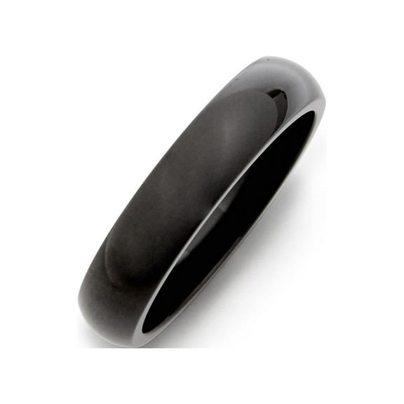 Womens Black Plate 5mm Stainless Steel Band, Ring Size 9