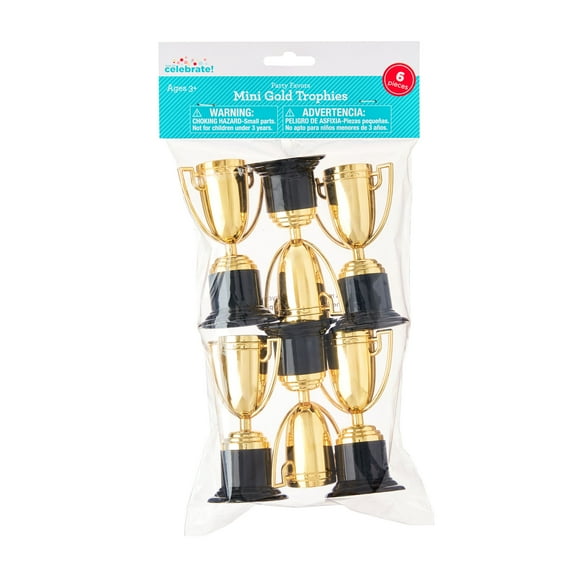Gold Mini Trophy Party Favors, 6 Count, by Way To Celebrate