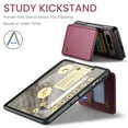 thumbnail image 4 of for Google Pixel Fold Premium PU Leather Back Case, Multiple Card Slots Design, Double Magnetic Clasp Study Kickstand RFID Blocking Classic Phone Cover for Google Pixel Fold, Winered, 4 of 7