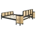 thumbnail image 6 of Full Size 3 Pieces Wood and Rattan Bed Frame with 2 Nightstands, Platform Bed Frame, Mid Century Bedframe, Wood Foundation(Espresso, Full), 6 of 9