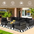 thumbnail image 4 of Gymax 7PCS PE Rattan Patio Sectional Sofa Conversation Set w/ Black Cushions, 4 of 10