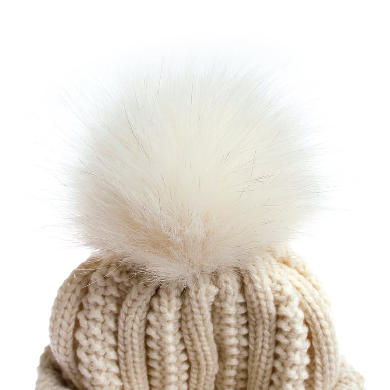 Dyfzdhu Women Winter Knitted Beanie Hat With Faux Pom Warm  display picture 3