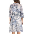 thumbnail image 3 of INSPIRE CHIC Vestido Camisón Floral Elegante para Mujeres con Cuello en V, Manga 3/4, Con Cinta Frontal, Vestidos de Chifón Fluidos L Blanco, 3 of 6