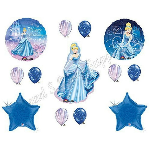 CINDERELLA Sparkle Disney Birthday Balloons Decoration Supplies Party Princess