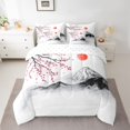 thumbnail image 2 of Homewish Japanese Ukiyoe 7-Piece Twin Bedding Sets,Rustic Cherry Blossom Bedding Comforter Set,Pink White Gray Sheet Sets For Girl,Luxury Bedroom Decor Reversible, 2 of 8