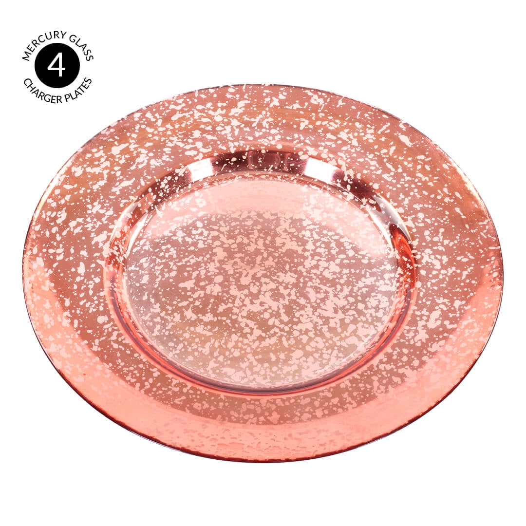 Buy Koyal Wholesale Antique Mercury Glass Charger Plates, Bulk Set of 4