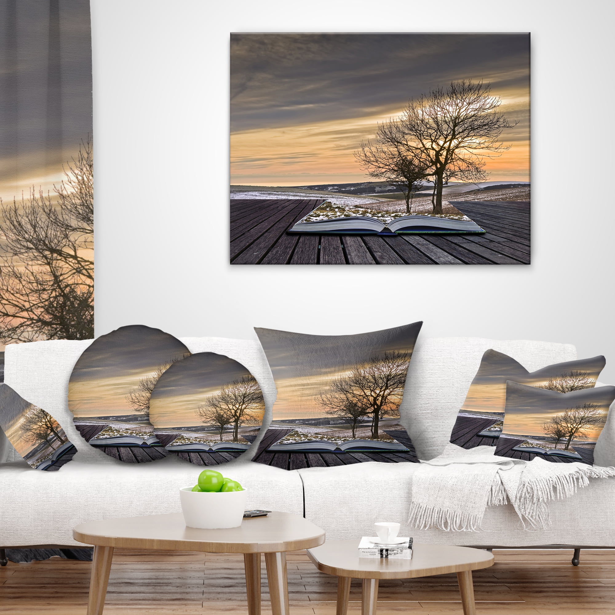 Designart Winter Coming out of Pages - Contemporary Throw Pillow - 16x16