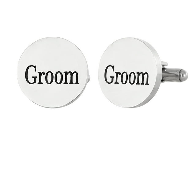 Gemelos Groom Elegant redondos de acero inoxidable plateado