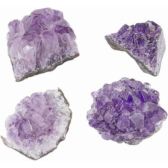 3Pcs 3 Style Natural Amethyst Clusters Purple Natural Cluster Gemstone Irregular Natural Druzy Geode Amethyst Electroplated Cluster Geode for DIY