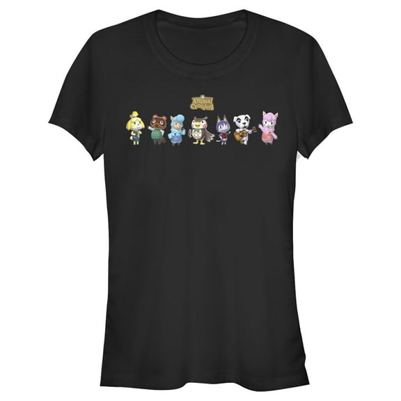 Junior's Nintendo Animal Crossing Character Lineup  Graphic Tee Black Large