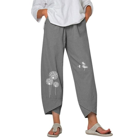

Flowy Pants For Women Women s Casual Long Pajama Lounge Pants Drawstring Sleepwear-Print Design(S Grey)