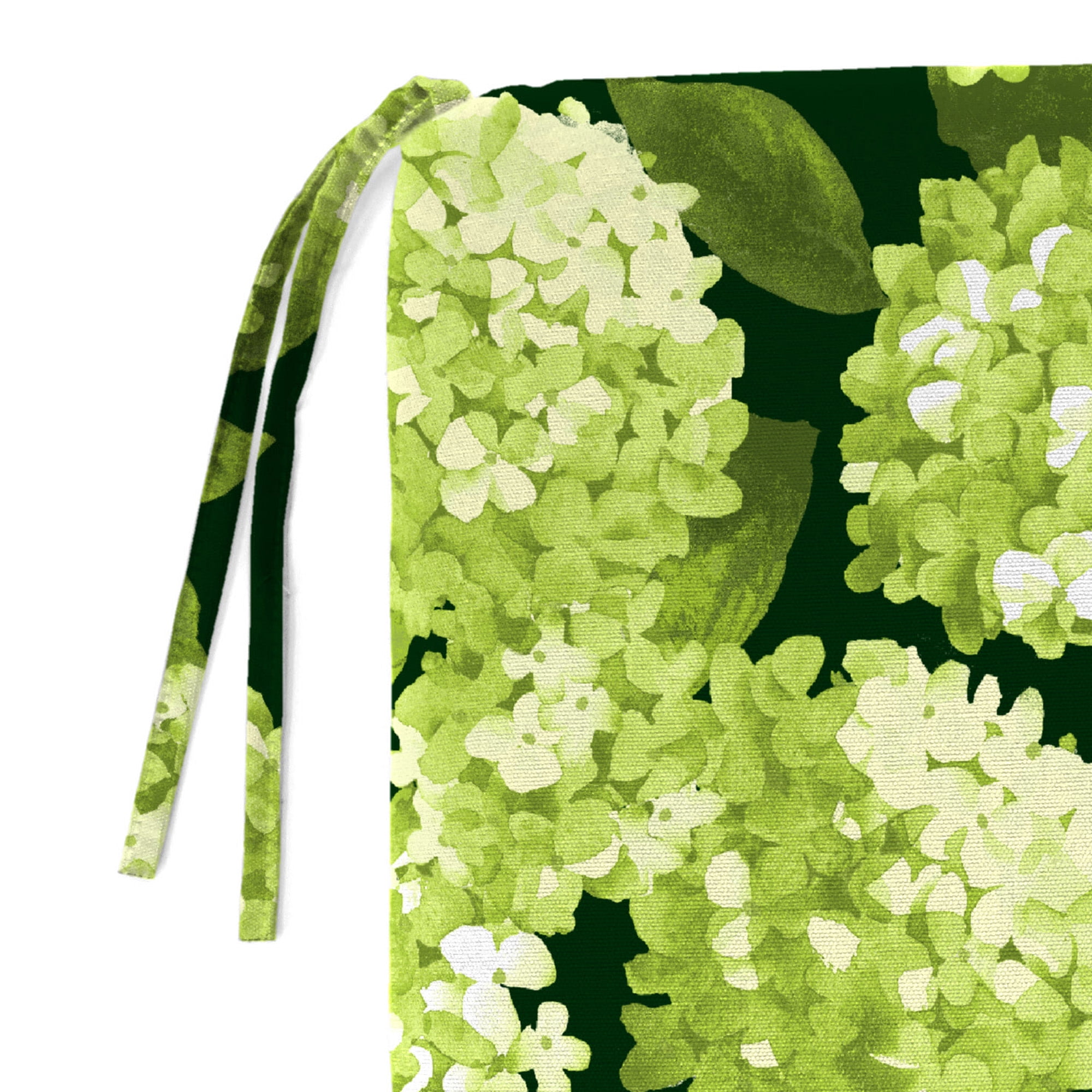 Jordan Manufacturing 17" x 19.5" Hydrangea Forest Green Floral Rectangular Outdoor Chair Pad Seat Cushion with Ties and Rounded Corners (2 Pack)