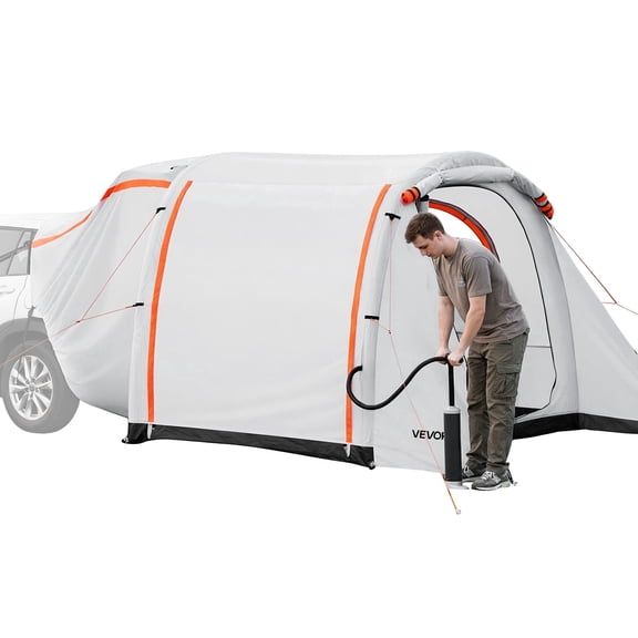 VEVOR Inflatable SUV Tent with Awning, 8 x 6.7 ft 3-Season SUV Tailgate Tent with Ventilated Doors & Mesh Window, PU2000mm Waterproof Car Rear Hatch Tents for Outdoor Camping - Air Pump Included