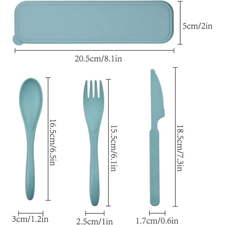 4 Sets Travel Utensils with Case, Reusable Utensils Set with Case, Wheat  Straw Travel Chopsticks Knife Spoon and Fork Set, Portable Utensils Set  with