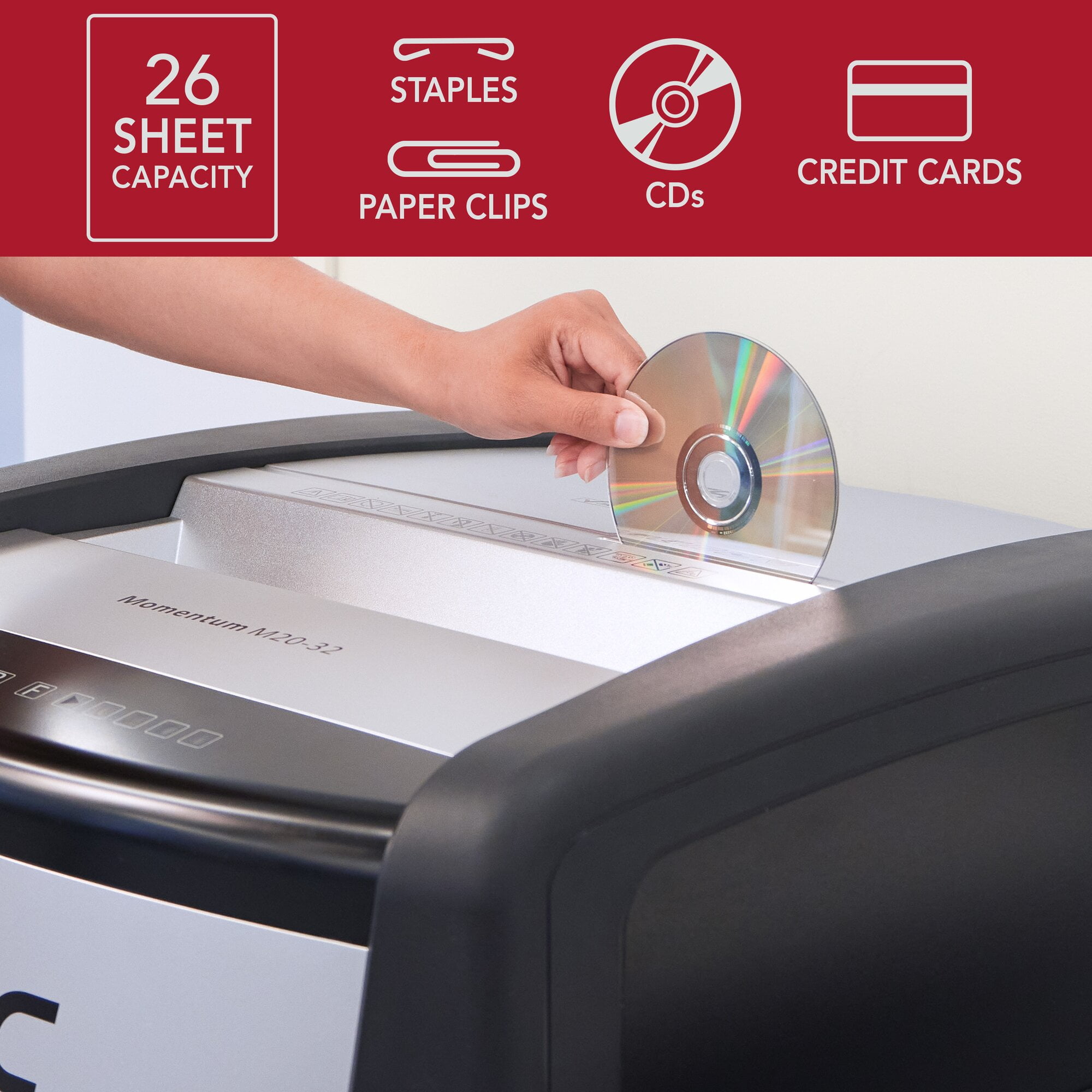 GBC Momentum Paper Shredder X26-32 Super Cross-Cut P-4 Anti-Jam 26 Sheets -
