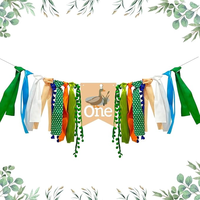 One Lucky Duck 1st Birthday Decorations - Duck Hunting Themed Party Supplies With Hanging Banner And Swirl Mallard Duck