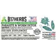 Worm and Parasite Cleanse Blend - Wormwood, Pau DArco, Cloves, Blk. Walnut - Hand Crafted, No Fillers, 500mg, 100 Veggie Capsules