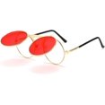 thumbnail image 2 of Vintage Steampunk Flip gafas de sol hombres Retro redondo Metal gafas de sol para dama círculo sombras gafas UV400, 2 of 5