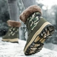 thumbnail image 4 of Camo Winter Hiking Boots for Women Fashion Lace up Mid Calf Plush Warm Snow Booties Cold Weather Outdoor Waterproof Athletic Shoes AG Size 8, 4 of 7