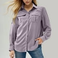 thumbnail image 4 of yardsong Womens UV Sun Protection Shirt UPF 50 Long Sleeve Button Down Safari Shirts Ladies Fishing Hiking Blouse with Pockets Purple,XL, 4 of 9