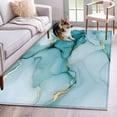 thumbnail image 2 of Marble Teal Large Area Rugs for Bedroom Living Room, Soft Non Slip Carpet Bedside Rug, Golden Ink Painting Abstract Modern Rectangular Floor Cover Kitchen Accent Rug 4'x6' for Dining Room/Office, 2 of 9