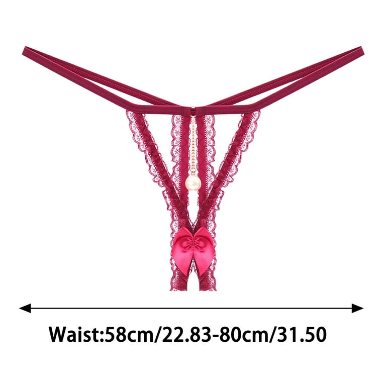 Zuwimk Panties For Women Thong,Women G string with Butterfly Center and  Sequins Red,One Size 
